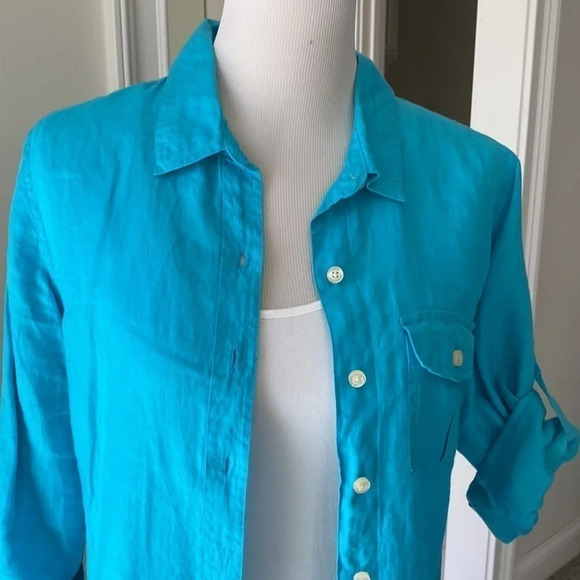 •Talbots• 100% Linen Blouse, Size M - Picture 8 of 9